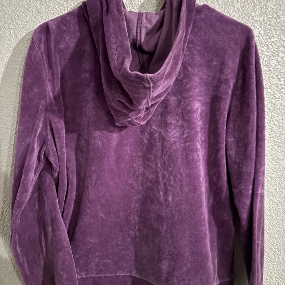 New York & Company Purple Velour Zip Hoodie - Picture 3 of 3